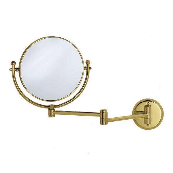 Gatco 15 in. x 12 in. Framed Makeup Mirror with Swing Arm in Brass
