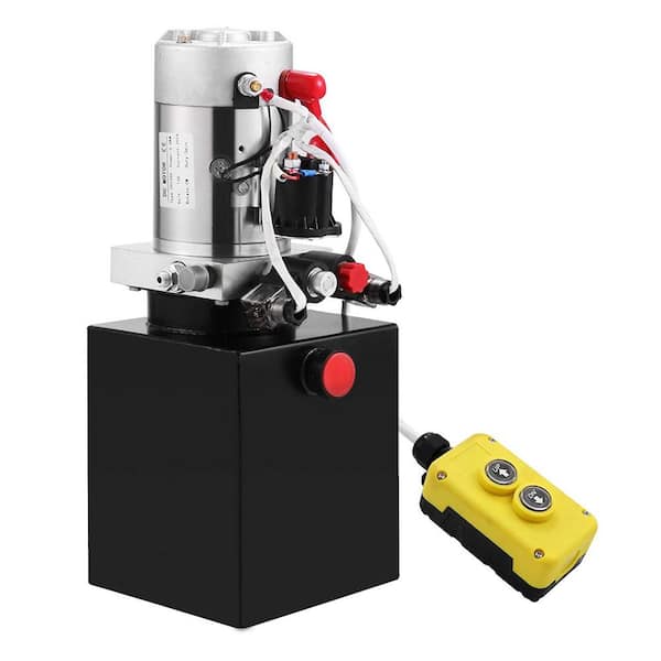 SKYSHALO Hydraulic Pump 4 Quart Hydraulic Power Unit Double Acting Hydraulic Pump Unit with Steel Oil Tank 12V DC Hydraulic Pump