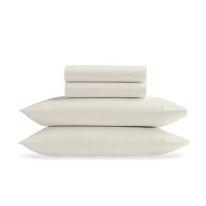 2-Piece Set Ivory Solid 100% Organic Cotton Sheets, Twin, Smooth and Breathable, Super Soft Fitted Sheet Sets