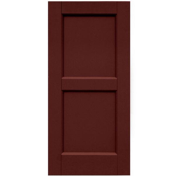 Winworks Wood Composite 15 in. x 33 in. Contemporary Flat Panel Shutters Pair #650 Board and Batten Red
