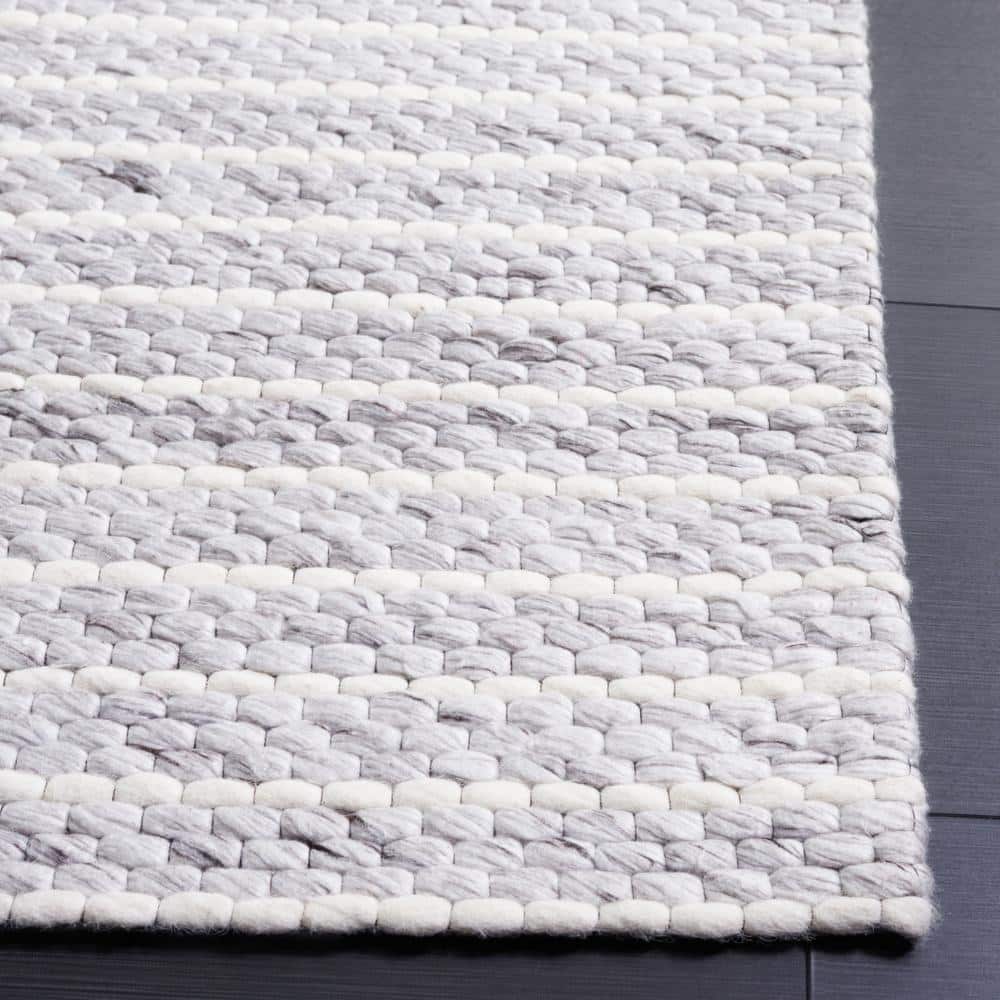 Marbella Light Grey/Ivory Flat Woven Wool Area Rug 3' x 5'