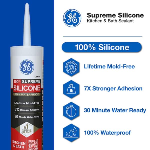 Supreme Silicone Caulk 10.1 oz Kitchen and Bath Sealant White
