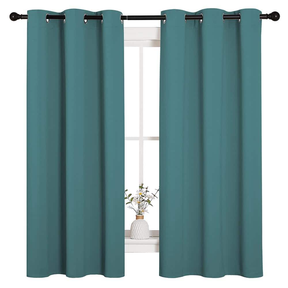 Pitch Sea Teal Solid 42 in. W x 63 in. L Thermal Insulated Grommet Room Darkening Curtain (Double Panel) price history on PriceWatchPro