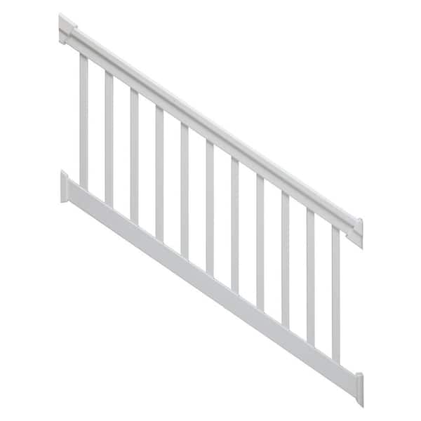 TAM-RAIL 6 ft. x 36 in. 36-Degree to 41-Degree PVC White Stair Rail Kit with Square Balusters