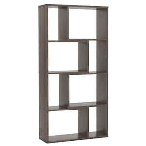 48 in. Tall Grey Engineered Wood 5-Shelf Geometric Bookcase with Open Storage, Tip-Resistant Hardware