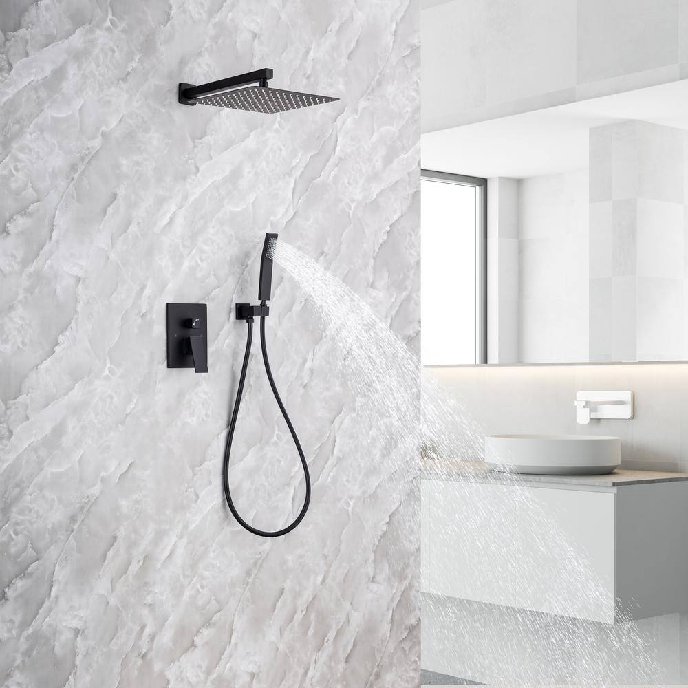 Matte Black Dual Function Square Rain Shower System