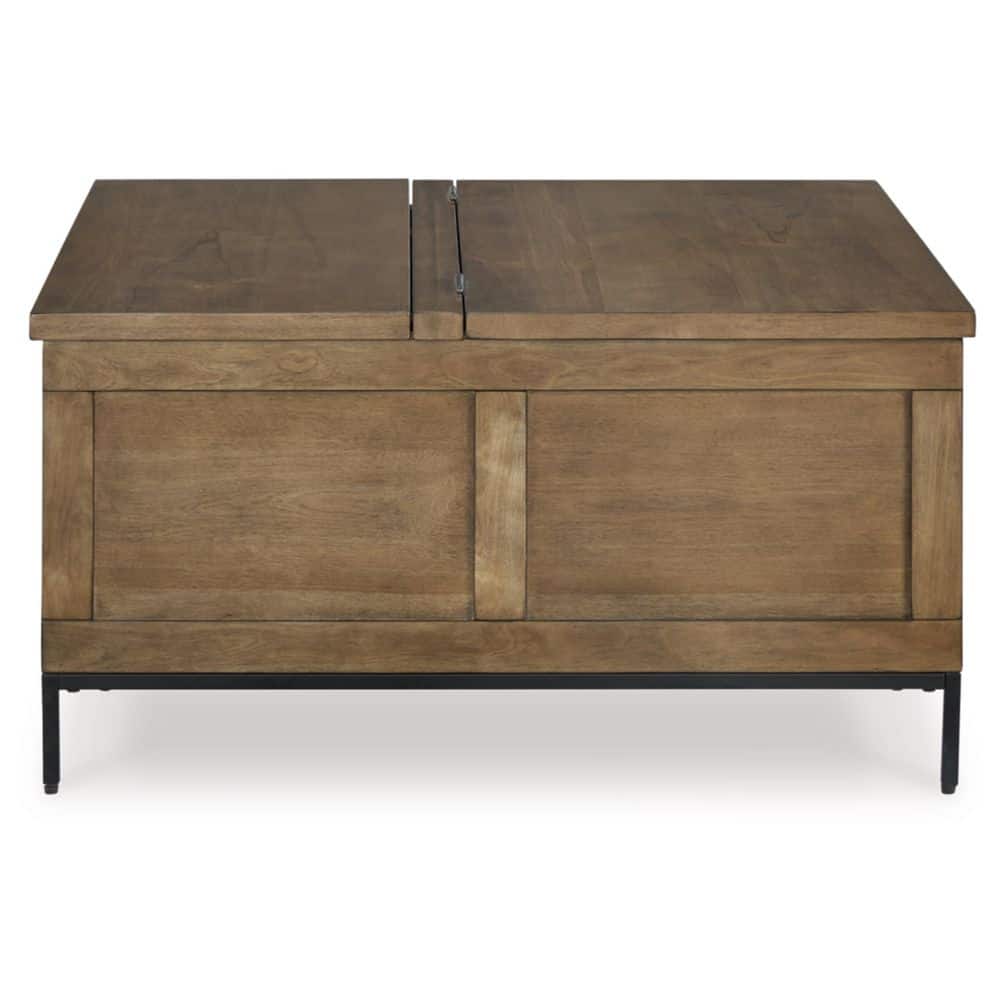 Contemporary Black and Brown Square Lift-Top Coffee Table with Storage