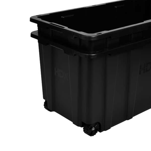HDX 77 Gal. Tough Storage Tote with Wheels in Black with