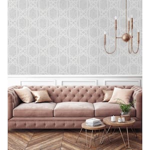 Deco Geo Soft Grey Wallpaper Sample