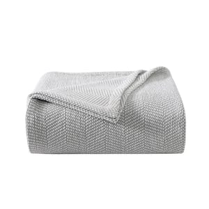 Chenille Pique Hypoallergenic 1-Piece Gray Cotton Twin Blanket