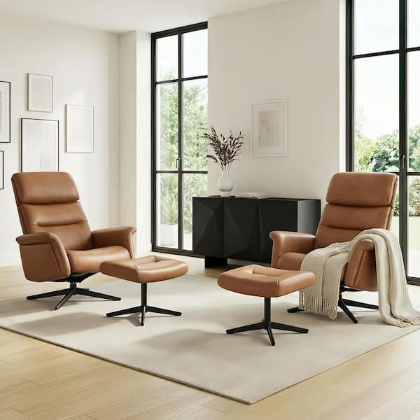 Spruce & Spring Harrison Saddle Genuine Leather Reclining Swivel