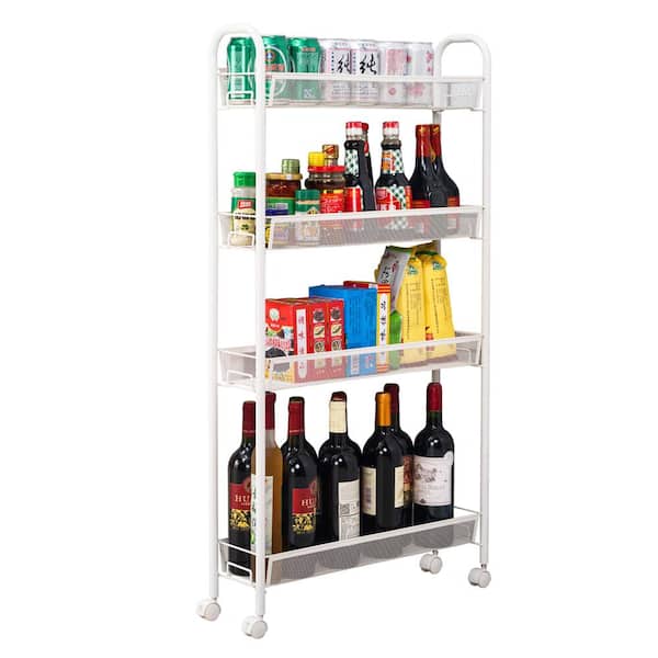 Karl home Multi-Functional Steel Removable 4-Wheeled Storage Cart in White
