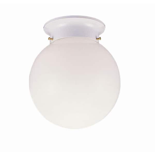 Design House 1-Light White Ceiling Fixture with Opal Glass