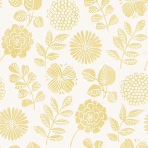 Inge Yellow Floral Block Print Wallpaper Sample