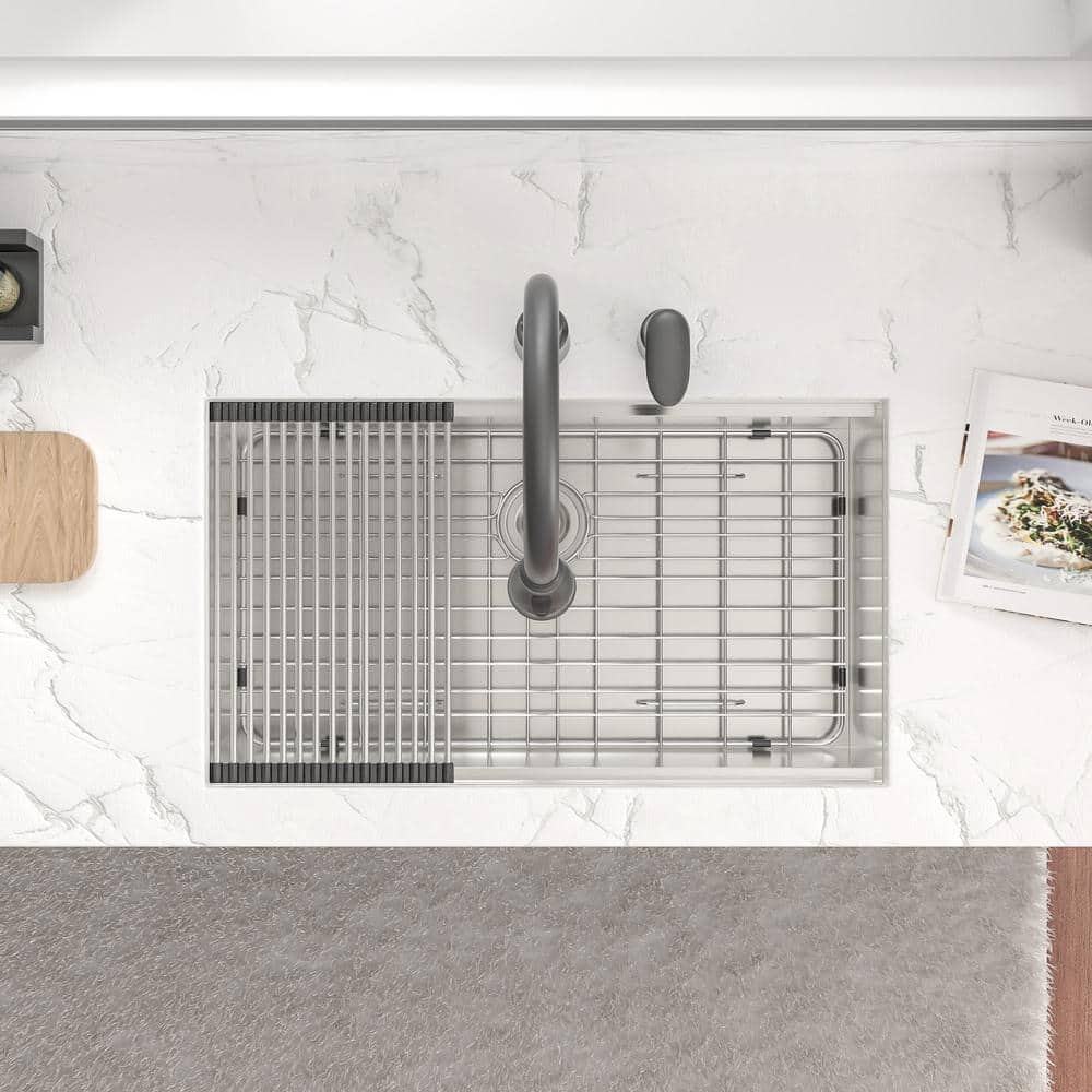 33" Brushed Stainless Steel Undermount Workstation Kitchen Sink with Accessories