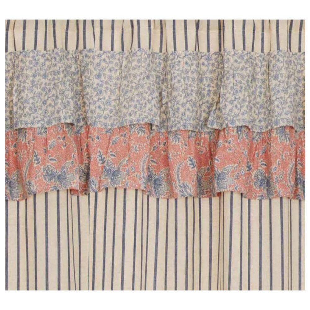 Kaila Blue and Pink Ruffled Cotton Kitchen Valance 16x60