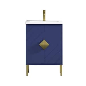 Eileen 24 in. 23.6 in. W x 18 in. D x 34.25 in. H Bathroom Vanity in Navy Blue Color with White Acrylic Top