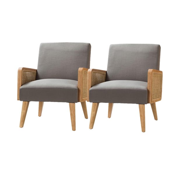 JAYDEN CREATION Delphine Pewter Fabric Arm Chair (Set of 2)