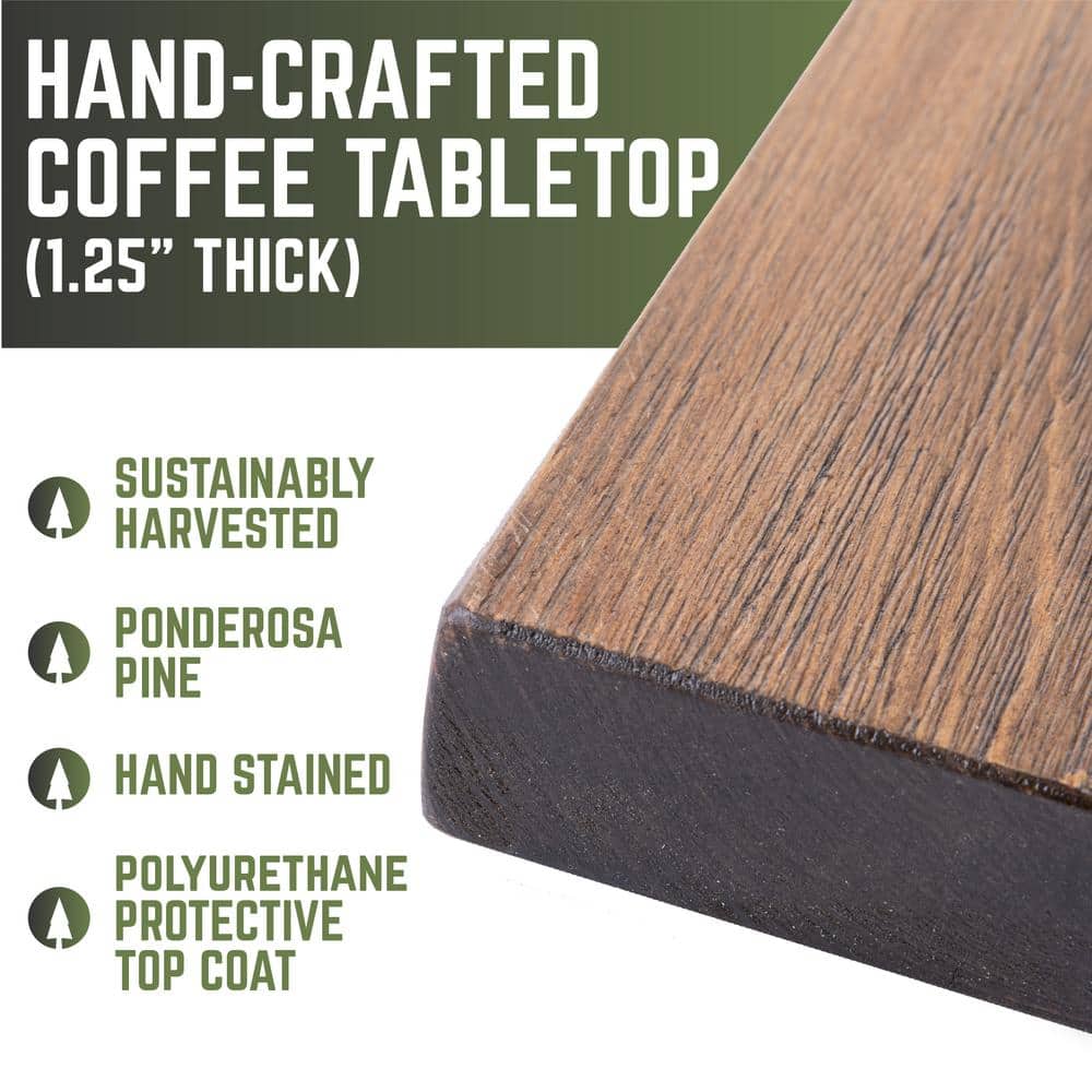 Trail Brown Rustic Solid Pine Coffee Tabletop 18x36 inches