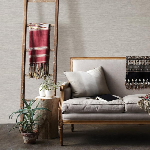 Mabe Grey Faux Grasscloth Grey Wallpaper Sample