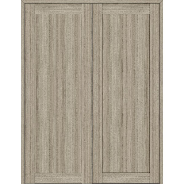 Belldinni 1 Panel Shaker 48 in. x 96 in. Both Active Shambor Wood Composite Double Prehung Interior Door