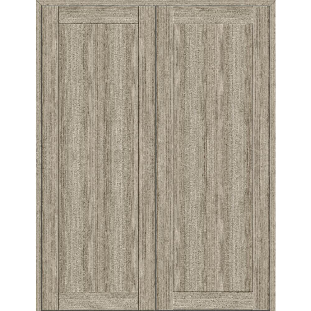 Shaker 72 in. x 79.375 in. 1 Panel Both Active Shambor Wood Composite Double Prehung Interior Door price history on PriceWatchPro