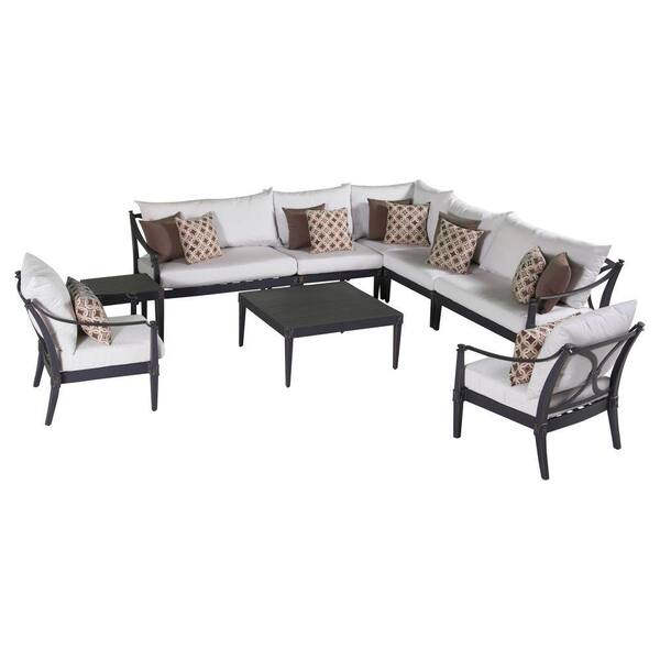 RST Brands Astoria 9-Piece Patio Seating Set with Moroccan Cream Cushions