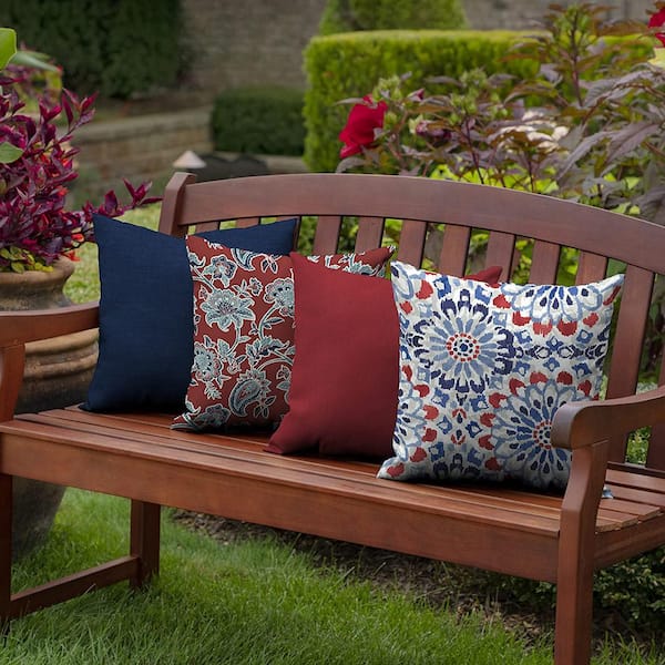 Outdoor Throw Pillow 16 in. x 16 in. Inserts Set of 4 Water