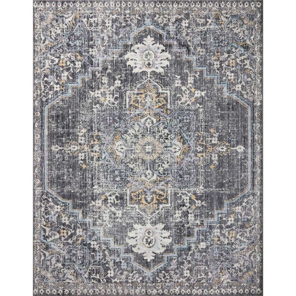 Charcoal Gold Opulence 85"x120" Synthetic Area Rug