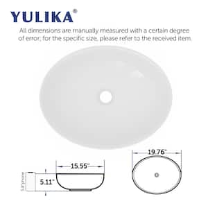 Oval Sink 16 in. Bathroom Sink Ceramic Vessel Sink Bathroom Sink Modern in 6 White