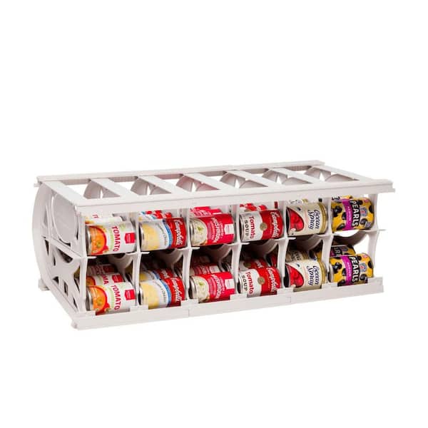 Unbranded White Cansolidator Rotational and Adjustable Pantry 60 Can Food Holder