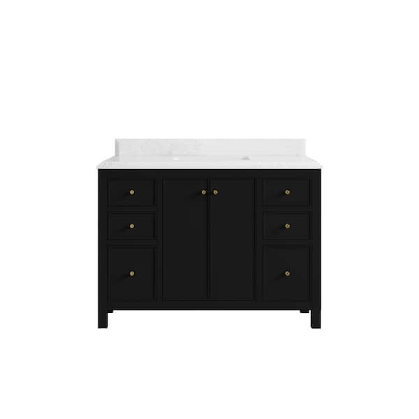 Willow Collections Chicago 48 in. W x 22 in. D x 36 in. H Single Sink Bath Vanity in Black with 1.5 in. Empira White qt. Top