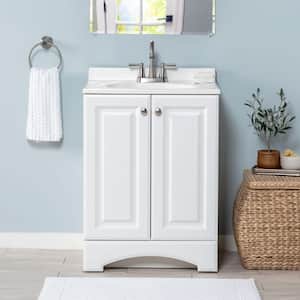 25 in. Single Sink White Bath Vanity with Cultured Marble Top (Assembled)