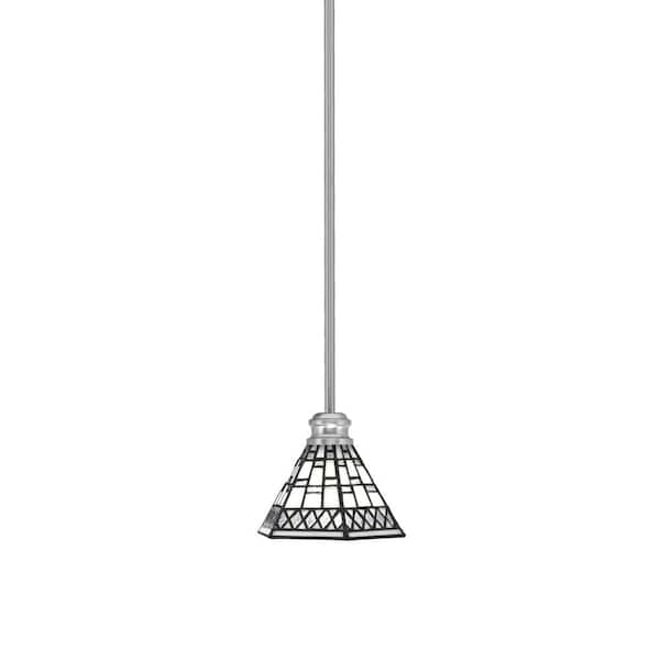 Unbranded Albany 60-Watt 1-Light Brushed Nickel Pendant Mini Pendant Light Pewter Art Glass and Light Bulb Not Included