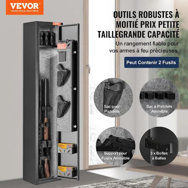 2-Rifles Gun Safe with Lock and Digital Keypad, with Removable Shelf, Pistol Rack, Rifle Cabinet for Home Rifle