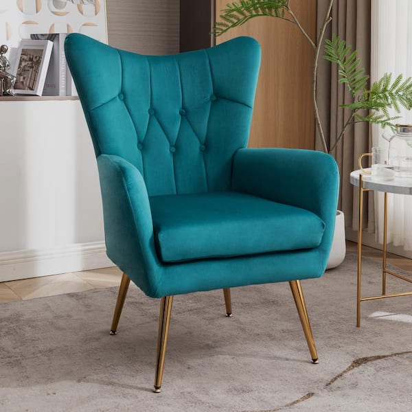 Teal wingback armchair sales