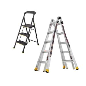 22 ft. Reach MPXA Multi-Position/3-Step Pro-Grade Steel Step Stool (Combo-Pack)