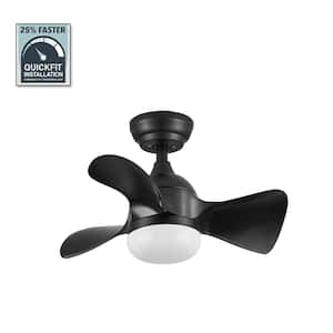 23 in. Indoor/Covered Outdoor Matte Black Downrod 3-Colors Integrated LED Ceiling Fan with Light Kit and Remote Control