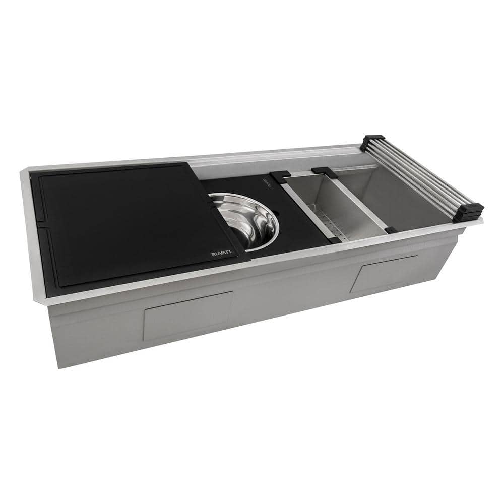 Ruvati 50-inch Stainless Steel Three-Bowl Workstation Sink
