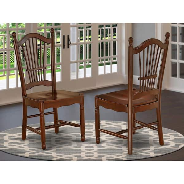 HOME IMPORTS EMPORIUM Mahogany Wooden Seat Slat Back Dining Chair (Set of 2)