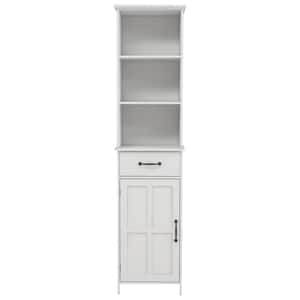 15.74 in. W x 11.8 in. D x 64.96 in. H White Linen Cabinet with 1 Door and 1 Drawer