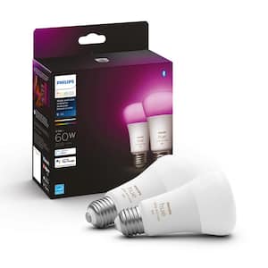 60-Watt Equivalent A19 Smart Wireless LED Light Bulb White and Color Ambiance 2200-6500K Plus 16 Million Colors (2-Pack)