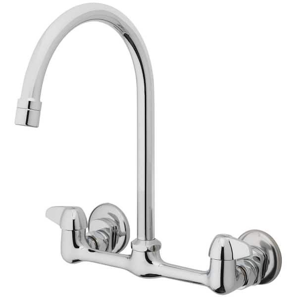HOMEWERKS 2-Handle Standard Kitchen Faucet with Gooseneck Spout in Polished Chrome