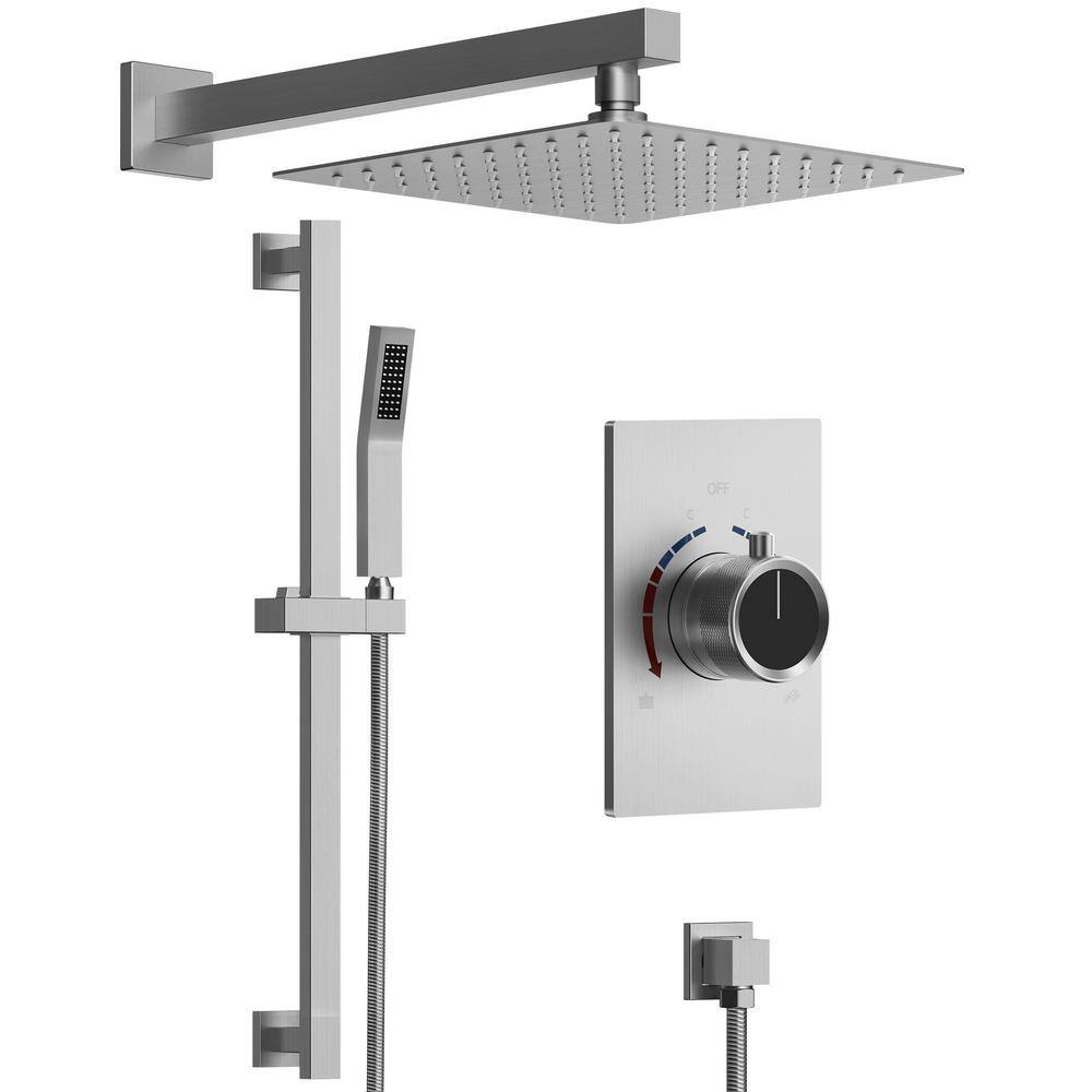 GRANDJOY Bathroom Showers with Valve 2Spray Dual Wall Mount 10 in