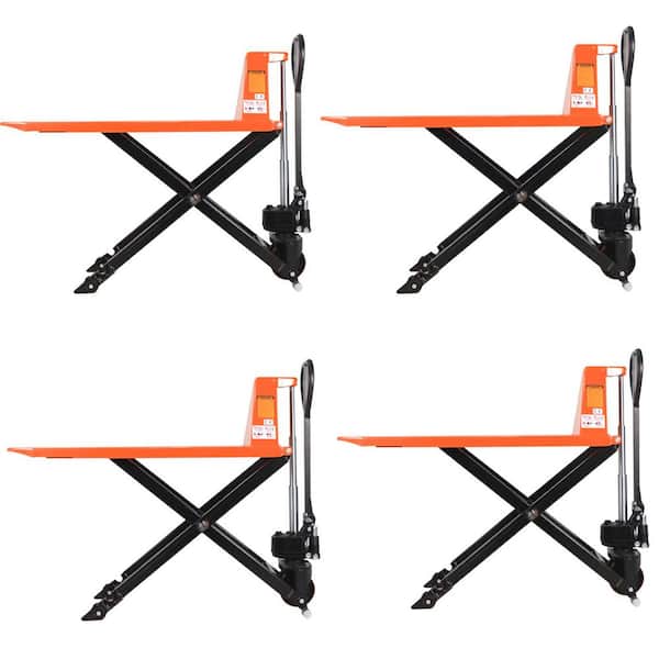 (4-Pack) 45 in. L x 21 in. W Fork 3.3 in. Lowered with 2200 lbs. Capacity High Lift Hand Truck Pallet Jack Orange