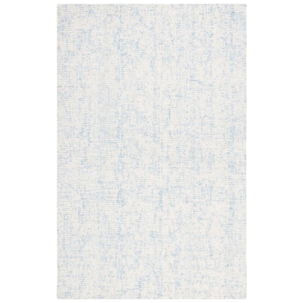 SAFAVIEH Abstract Light Blue/Ivory Doormat 3 ft. x 5 ft. Contemporary Marble Area Rug