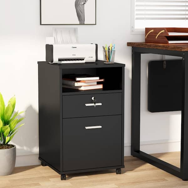 2 drawer rolling wood file cabinet