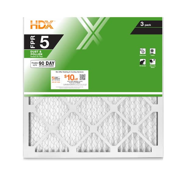 Benadering licentie lager HDX 20 in. x 20 in. x 1 in. Standard Pleated Air Filter FPR 5 (3-Pack)  HDX3P5-012020 - The Home Depot