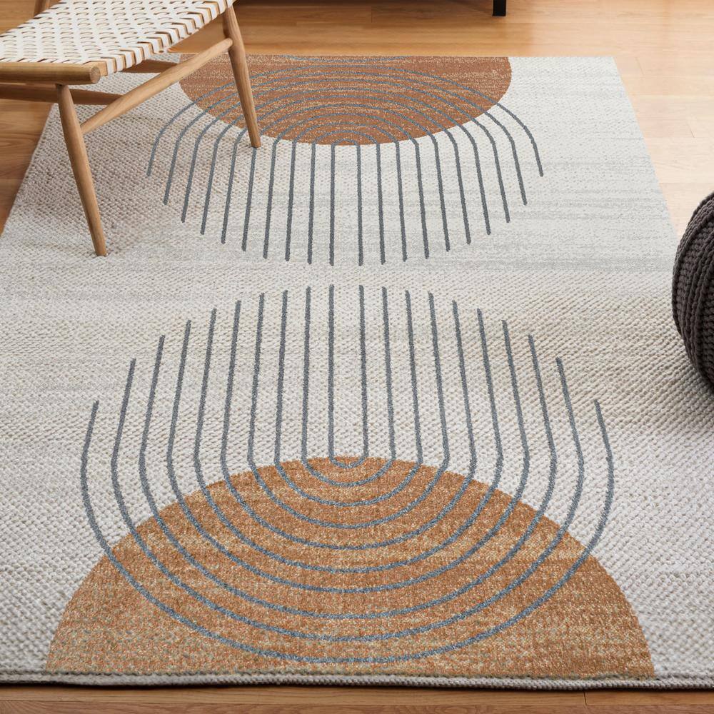 Kallax Cream and Terra Geometric Washable Area Rug