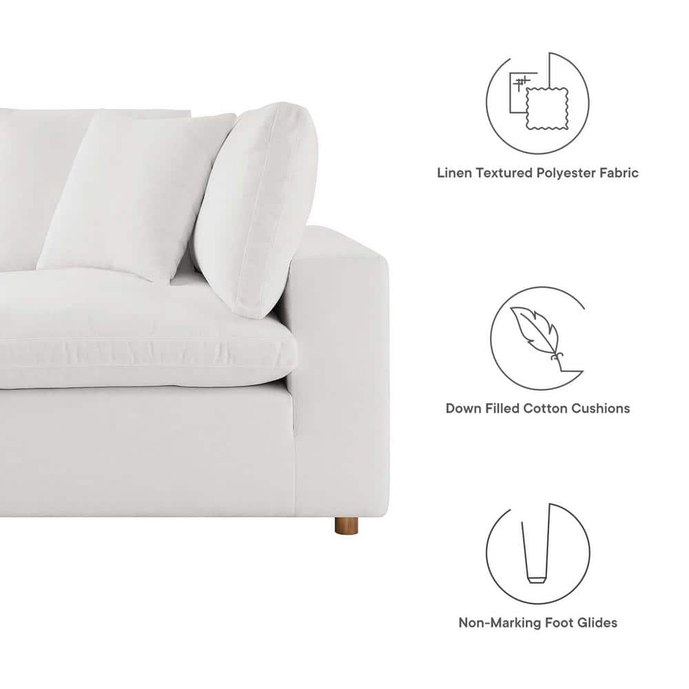 Pure White Luxe Linen 6-Piece Oversized Sectional Sofa with Down Fill